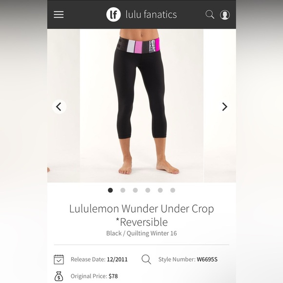 Lululemon Wunder Under Crop *Reversible* Leggings Women’s Size 6 - Picture 1 of 8